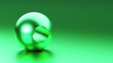 Metalik 3D küre şeklinde. 3d geometrik şekil döndürme döngüsü animasyonuna sahip tekno metal parlak minimal arkaplan