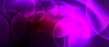 Parlayan daireler ve çizgilerle mor bir arkaplan