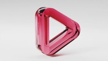 Cam şeffaf oyun logosu, 3D üçgen geometrik şekil. Tekno ya da iş döngüsü canlandırma arka planı