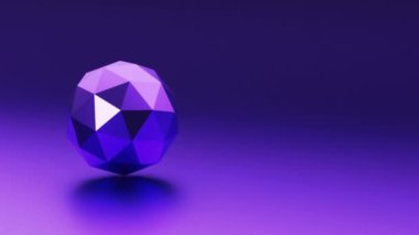 Metalik 3d düşük poliküre şeklinde. 3d geometrik şekil döndürme döngüsü animasyonuna sahip tekno metal parlak minimal arkaplan