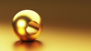 Metalik 3D küre şeklinde. 3d geometrik şekil döndürme döngüsü animasyonuna sahip tekno metal parlak minimal arkaplan