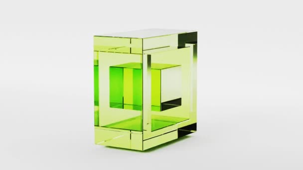 Glas Transparente Würfel Und Rechtecke Geometrische Form Hintergrund Für Techno — Stockvideo