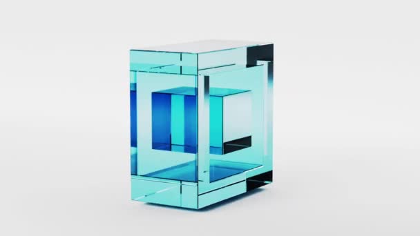 Cubes Rectangles Verre Transparent Forme Géométrique Techno Business Boucle Animation Vidéo De Stock