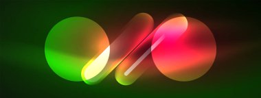 Koyu yeşil arka planda parlak daireler. Otomotiv aydınlatmasına benziyor. Görsel efekt aydınlatma, gaz olayında gökyüzündeki yapraklar gibi eğlenceli bir ekran yaratır.