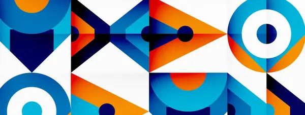 Het Kleurrijke Geometrische Patroon Voorzien Van Cirkels Driehoeken Elektrisch Blauwe — Stockvector