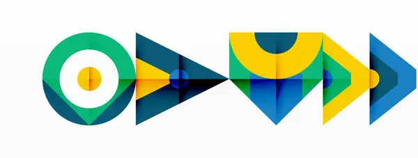 Logo Vibrant Săgeți Diferite Direcții Întruchipând Simetrie Artă Dispunând Model — Vector de stoc