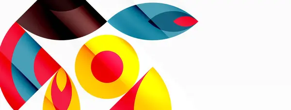 Een Kleurrijk Logo Met Cirkels Driehoeken Levendige Tinten Van Magenta — Stockvector