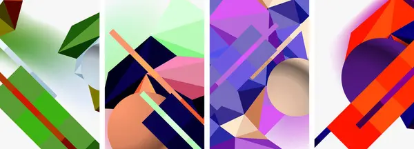 Een Collage Van Levendige Geometrische Vormen Paars Violet Magenta Elektrisch — Stockvector
