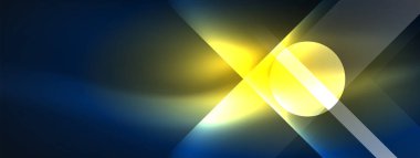 Parlak sarı bir ışık gökyüzünü andıran koyu mavi bir arkaplanı aydınlatıyor. Karşıtlık çarpıcı bir görüntü yaratır, neredeyse astronomik bir nesne gibi.