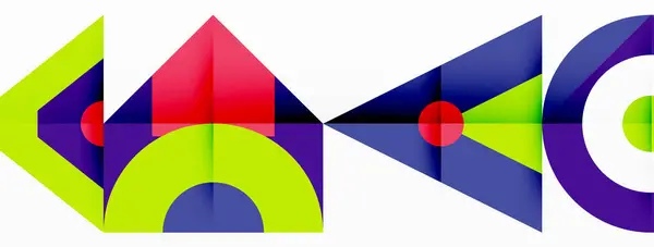 Flaginspireret Design Med Farverige Geometriske Former Som Trekanter Rektangler Cirkler – Stock-vektor