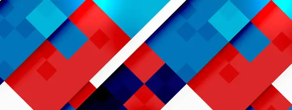 Levendige Kleurenpracht Een Rode Blauwe Witte Abstracte Achtergrond Met Vierkanten — Stockvector