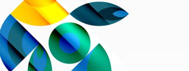 Beyaz arkaplandaki tüyleri andıran yeşil dairelerle çevrili, sarı bir daireyle renklendirilmiş ve gölgeli sanatsal bir logo.