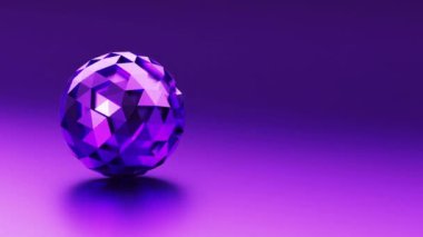 Düşük polimerli metalik geometrik şekilli tekno arka planı olan 3D soyut küre tasarımı. Yüksek kaliteli FullHD görüntüler