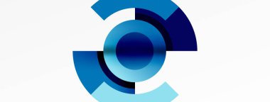 Beyaz zemin üzerinde elektrik mavi bir daire bulunan bir font sanat logosu. Tasarım, bir Otomotiv tekerlek sistemi sembolüne benzeyen simetri, desen ve grafikleri sergiler.