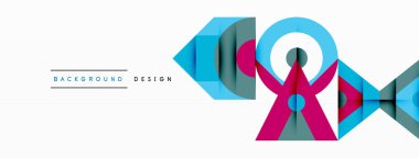 Geometrik bir sanat eserinde elektrik mavisi ve morun büyüleyici bir karışımı. İçinde üçgenler, daireler, dikdörtgenler ve kirpik desenlerle çevrili bir insan var.