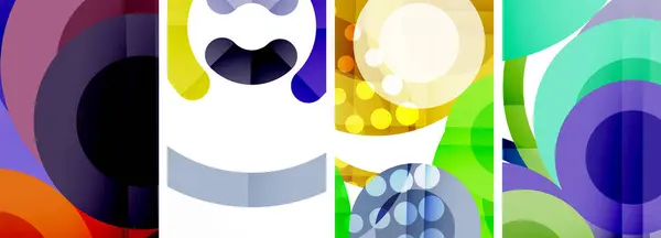 Ett Collage Fyra Olika Färgade Cirklar Med Nummer Mitten Visar — Stock vektor