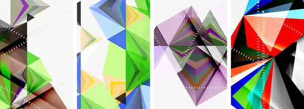 Eine Lebendige Collage Farbenfroher Geometrischer Formen Mit Dreiecken Rechtecken Und — Stockvektor