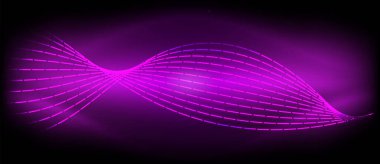 A purple wave on a dark purple background creates a visually stunning effect with tints and shades of violet, pink, and magenta, resembling a gas circle illuminated by advanced technology clipart