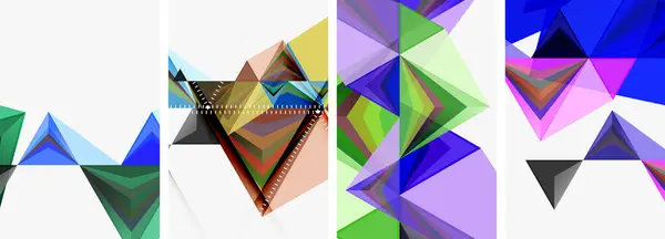 Creative Arts Project Featuring Collage Four Triangles Electric Blue Tints — Stock Vector