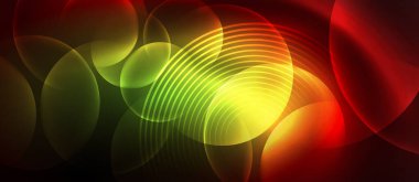 Elektrik mavisi ve morumsu renkler parlak daireler ve çizgilerle renkli bir arkaplanda ortaya çıkarak su dalgalanmalarını hatırlatan büyüleyici bir desen yaratıyor.