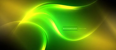 Siyah arka planda yeşil ve sarı bir dalga. Yüksek kalite