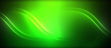 Heyecan verici neon yeşil dalga, koyu siyah bir arkaplan karşısında, büyüleyici bir grafik sanat eseri yaratarak, canlı renklilik ve daireler ve dikdörtgenler gibi geometrik şekiller oluşturur.