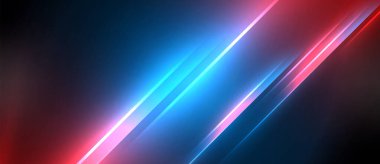 Canlı bir menekşe ve elektrik mavisi, mor gazla iç içe geçerek siyah arka planda büyüleyici bir görsel efekt aydınlatma deseni oluşturur.