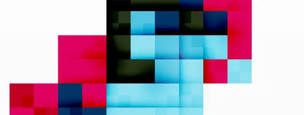 Pixel Art Cuadrado Rojo Azul Negro Sobre Fondo Blanco Alta — Vector de stock