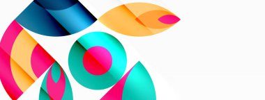 Görsel sanatlar ve moda aksesuarlarından esinlenerek beyaz arka planda elektrik mavisi ve morumsu tonlarda daireler ve üçgenler içeren canlı bir logo.