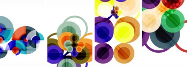 Soyut çember poster setiyle geometrik zarafet dünyası. Çemberler şekiller ve renkler senfonisiyle sarmalanır. Tasarımınız için çağdaş bir görsel ziyafet sunar.