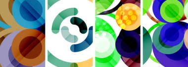 Ahenk ve dengeyi temsil eden görsel sanatlardaki bir sanat eserini andıran, beyaz bir arka planda, elektrik mavisi renkte renkli dairelerin büyüleyici bir deseni sergilenmektedir.