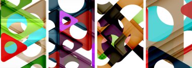 Soyut arkaplan seti, üçgenlerin dinamik etkileşimini gösteriyor. Modern tasarım ve geometrik cazibenin birleşimi