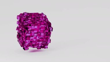 3 boyutlu cam küp teknolojisi geometrik arkaplan animasyonu. Yüksek kalite 4k görüntü