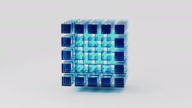 3 boyutlu cam küp teknolojisi geometrik arkaplan animasyonu. Yüksek kalite 4k görüntü