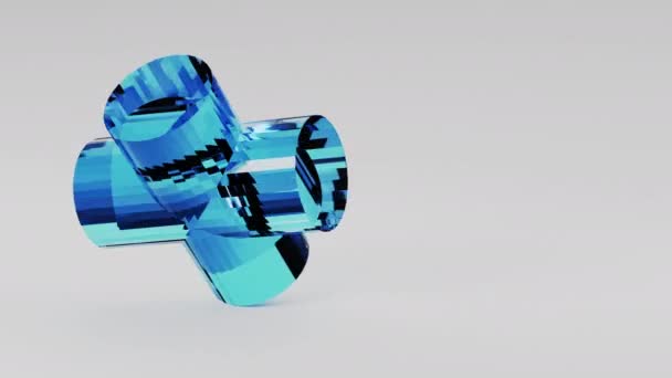 Render Glass Technology Cylinder Cross Geometric Background Animation High Quality — Vídeo de Stock