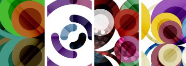 Soyut çember poster setiyle geometrik zarafet dünyası. Çemberler şekiller ve renkler senfonisiyle sarmalanır. Tasarımınız için çağdaş bir görsel ziyafet sunar.