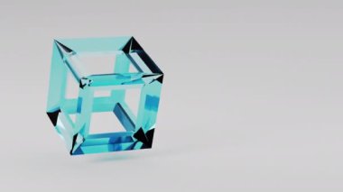 3 boyutlu cam küp teknolojisi geometrik arkaplan animasyonu. Yüksek kalite 4k görüntü
