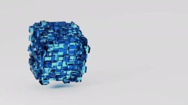 3 boyutlu cam küp teknolojisi geometrik arkaplan animasyonu. Yüksek kalite 4k görüntü