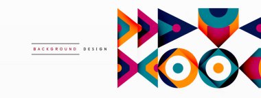 Beyaz arka planda, dikdörtgenler, üçgenler, daireler ve oklar, canlı mor ve elektrik mavisi desenli, simetri ve sanatsallığı gösteren bir sanat şaheseri.