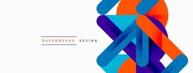 Mor renkli soyut geometrik şekiller ve beyaz arka planda elektrik mavisi. Dikdörtgenler, üçgenler, daireler renkli ve gölgelerde simetrik desenler oluşturur. Modern bir sanat şaheseri.