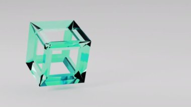 3 boyutlu cam küp teknolojisi geometrik arkaplan animasyonu. Yüksek kalite 4k görüntü