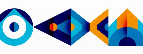 파란색과 오렌지 직사각형과 삼각형의 패턴은 로고와 비슷한 배경에 디자인을 만드는 — 스톡 벡터