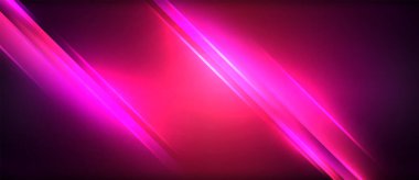 Dinamik neon parlayan çizgiler geometrik tekno arka plan. Vektör illüstrasyonu