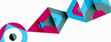 Mor tonlarda üçgenler ve dikdörtgenler, simetrik bir tasarım ve odak noktası olarak beyaz bir çember içeren yaratıcı bir sanat deseni.