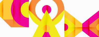 Renkli çember ve soyut üçgen arkaplan. Duvar kağıdı, afiş, sunum, arkaplan şablonu