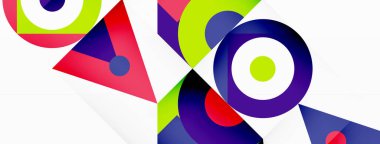 Renkli çember ve soyut üçgen arkaplan. Duvar kağıdı, afiş, sunum, arkaplan şablonu