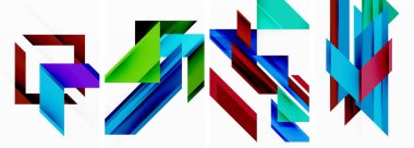 Duvar kağıdı, kartvizit, kapak, poster, afiş, broşür, başlık, web sitesi için üçgen poster seti