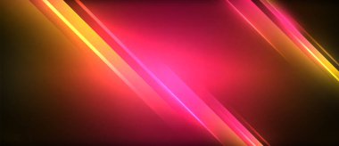 Neon parlayan daire ışınları, karanlıkta ışık saçan yuvarlak çizgiler, gezegen tarzı neon dalga çizgileri. Duvar kağıdı, afiş, arkaplan için enerji yüklü elektrik konsept tasarımı