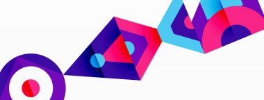 Renkli çember ve soyut üçgen arkaplan. Duvar kağıdı, afiş, sunum, arkaplan şablonu