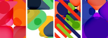 Duvar kağıdı, kartvizit, kapak, poster, afiş, broşür, başlık, web sitesi için renkli parlak geometrik soyut kompozisyonlar